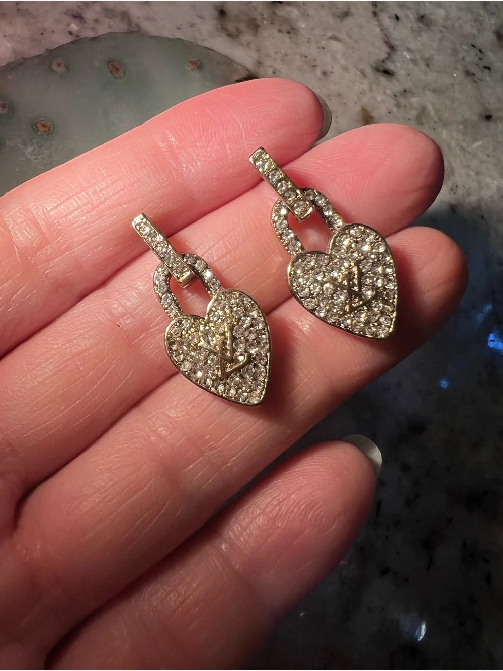 Pavé Heart Lock Drop Earrings NEW